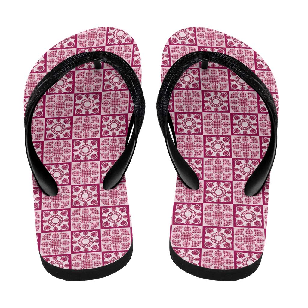 Akala Palaka Quilt Hawaii Flip Flops Hawaiian Tropical Monstera Sea Turtle LT14 - Polynesian Pride