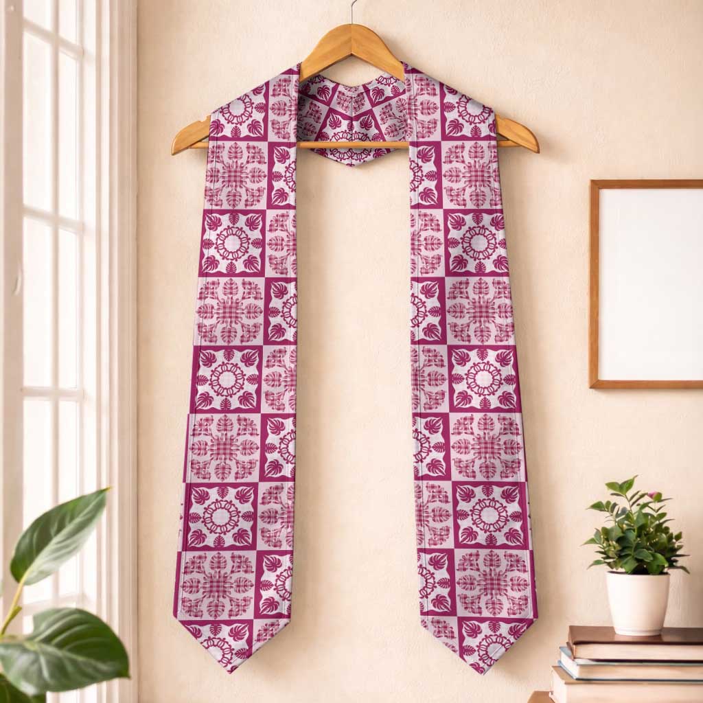Akala Palaka Quilt Hawaii Graduation Stole Hawaiian Tropical Monstera Sea Turtle