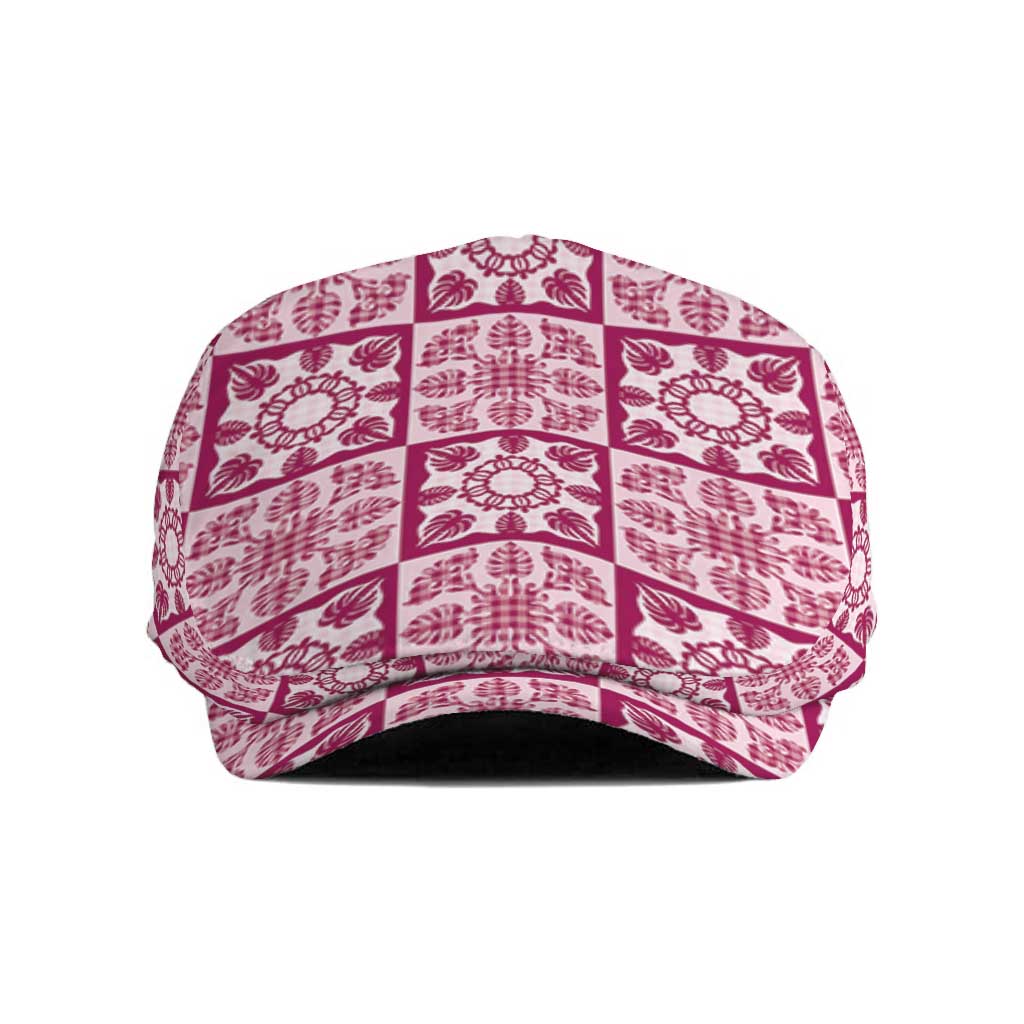 Akala Palaka Quilt Hawaii Jeff Hat Hawaiian Tropical Monstera Sea Turtle LT14 Pink - Polynesian Pride