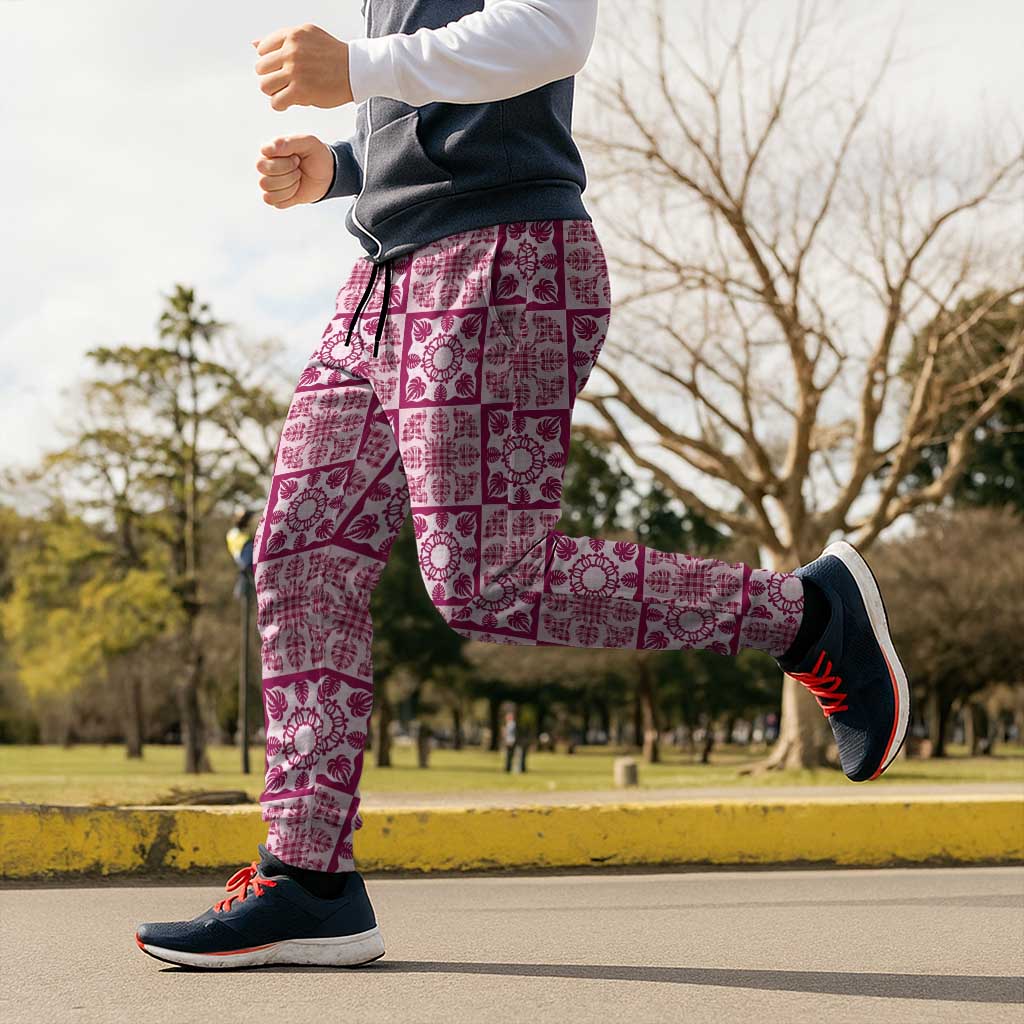 Akala Palaka Quilt Hawaii Jogger Pants Hawaiian Tropical Monstera Sea Turtle