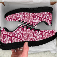 Akala Palaka Quilt Hawaii Sneakers Hawaiian Tropical Monstera Sea Turtle LT14 Pink - Polynesian Pride
