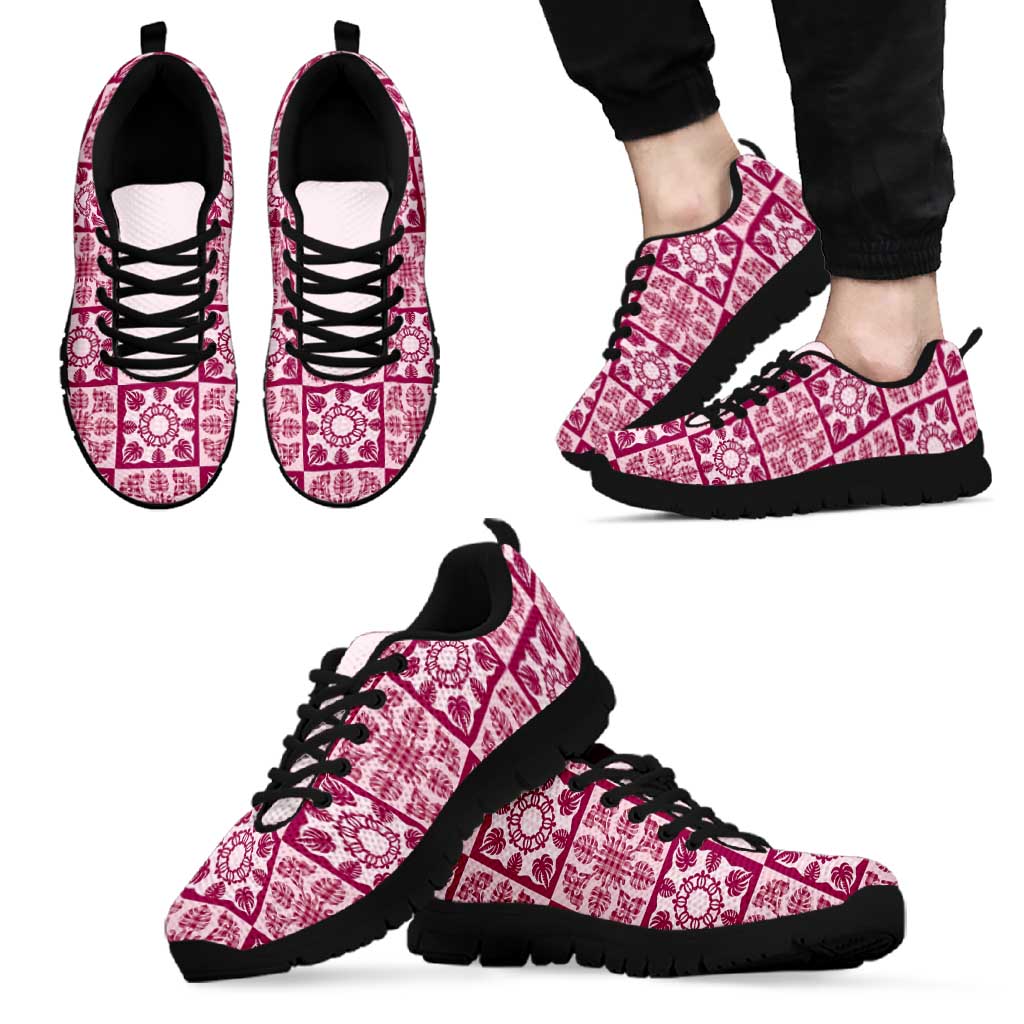Akala Palaka Quilt Hawaii Sneakers Hawaiian Tropical Monstera Sea Turtle LT14 - Polynesian Pride