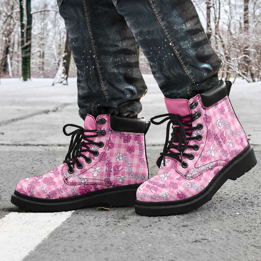 Alaka Aloha Hawaii All Season Boots Plumeria Lei With Palaka Motif - Polynesian Pride