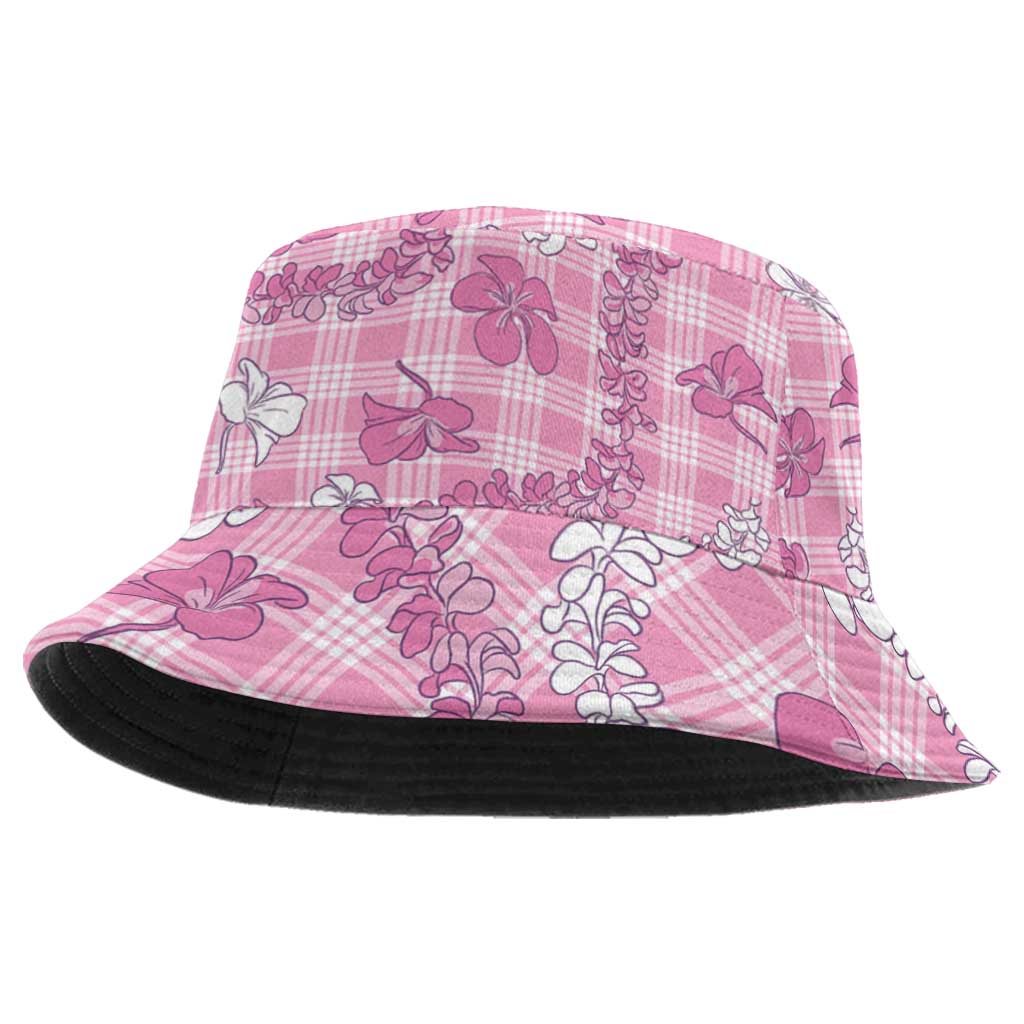Alaka Aloha Hawaii Bucket Hat Plumeria Lei With Palaka Motif - Polynesian Pride