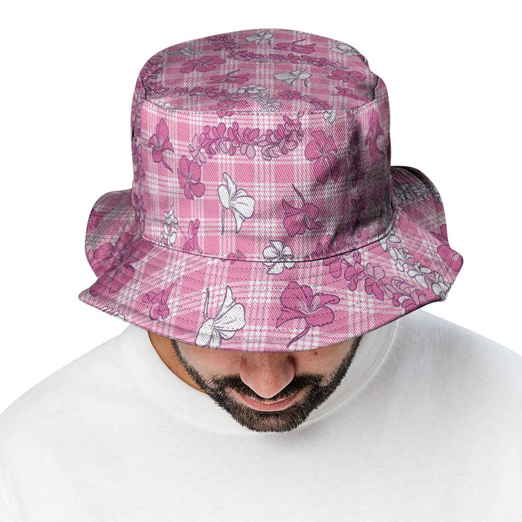 Alaka Aloha Hawaii Bucket Hat Plumeria Lei With Palaka Motif - Polynesian Pride