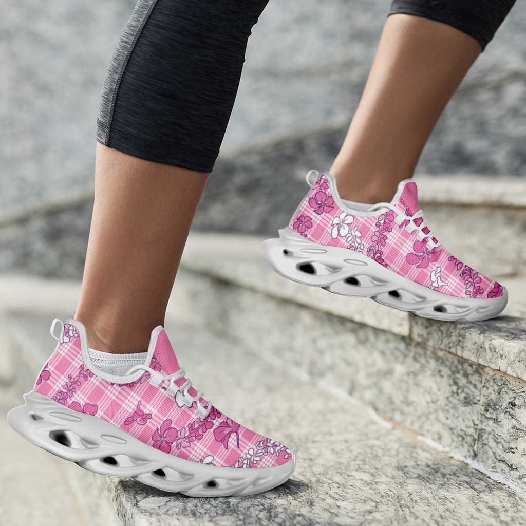 Alaka Aloha Hawaii Clunky Sneakers Plumeria Lei With Palaka Motif - Polynesian Pride