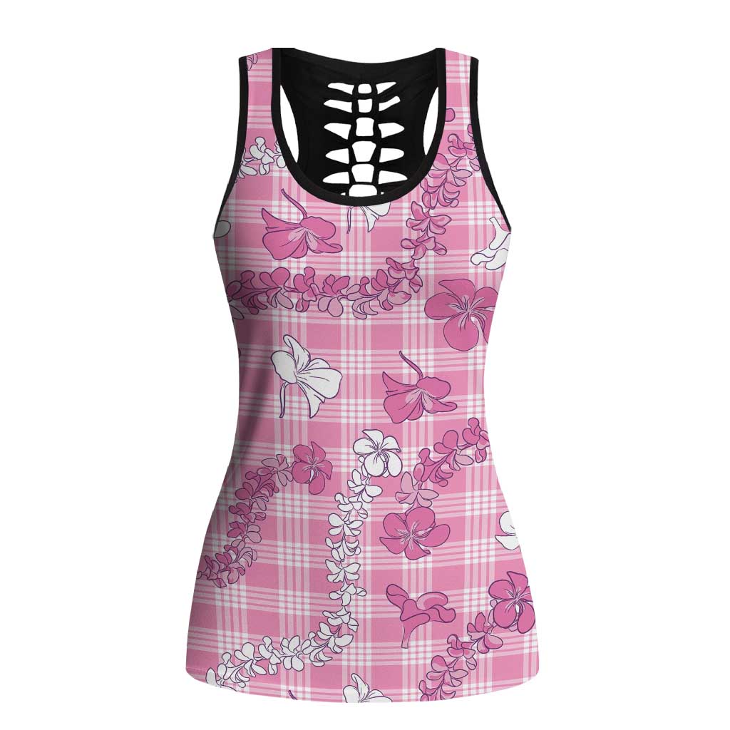 Alaka Aloha Hawaii Hollow Tank Top Plumeria Lei With Palaka Motif - Polynesian Pride