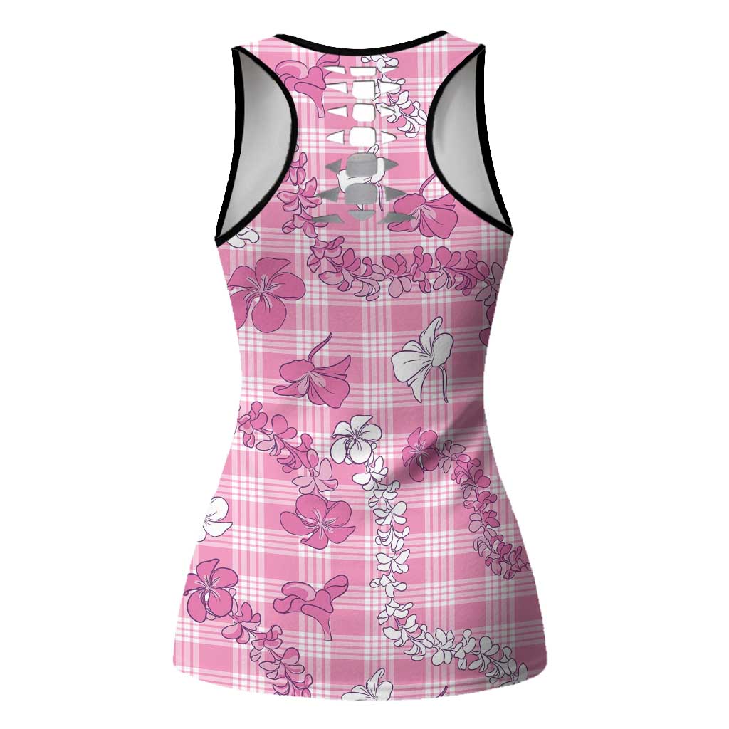 Alaka Aloha Hawaii Hollow Tank Top Plumeria Lei With Palaka Motif - Polynesian Pride