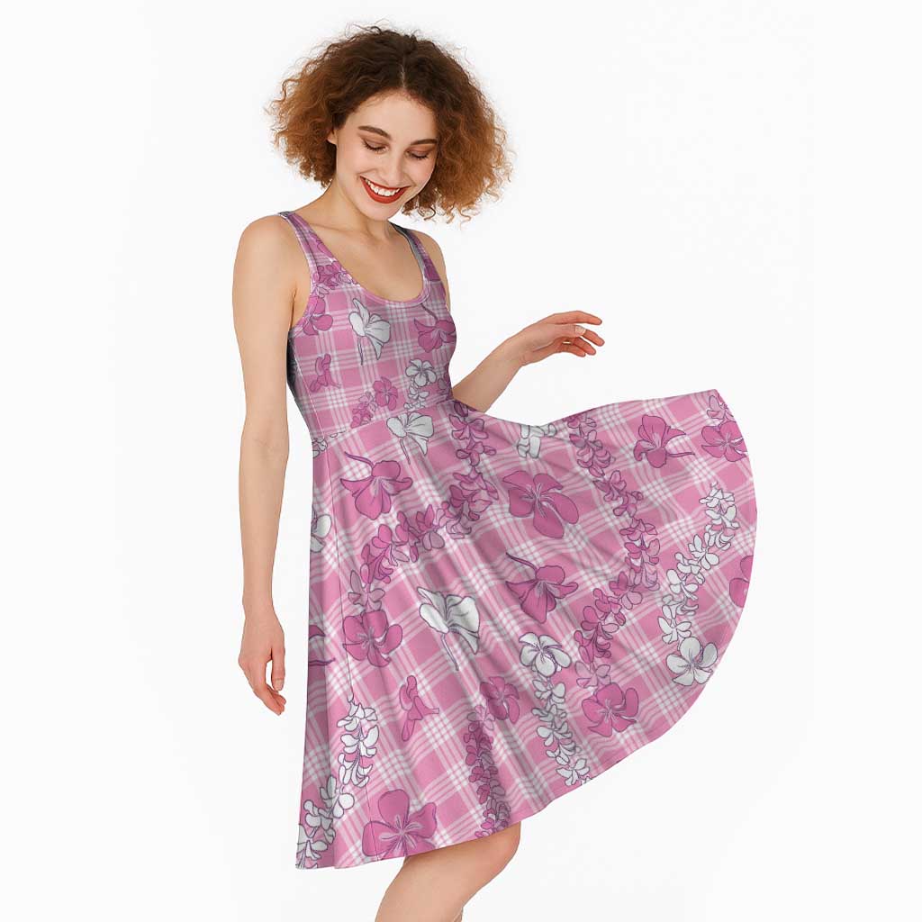 Alaka Aloha Hawaii Midi Dress Plumeria Lei With Palaka Motif - Polynesian Pride