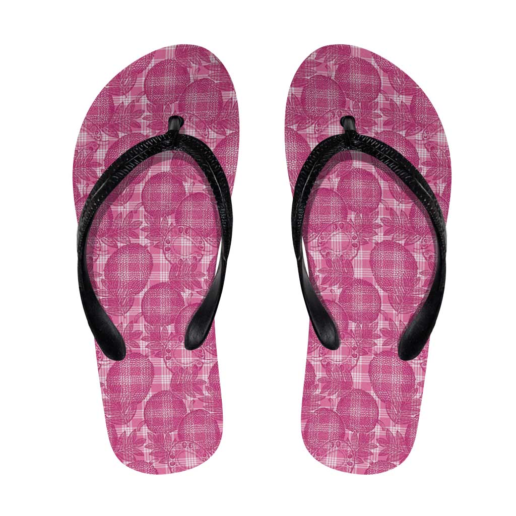 Alaka Hawaii Breadfruit Palaka Motifs Flip Flops LT14 Pink - Polynesian Pride