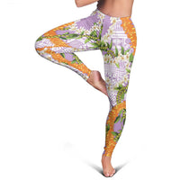 Aloha Festive Hawaii Leggings Mokihana - Maile and Ilima on Lilac - Polynesian Pride