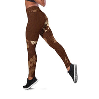 Aloha Hawaii Floral Tapa Leggings Patchwork Mocha - Polynesian Pride