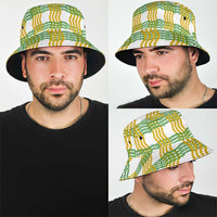 Aloha Hawaii Ilima Maile Lei Bucket Hat Palaka Inspired Hawaiian-plaid White
