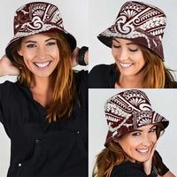 Aloha Hawaii Kalo Pikake Lei Bucket Hat Chest Tattoo Oxblood Hawaiian Pattern