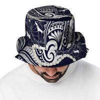 Aloha Hawaii Kalo Pikake Lei Bucket Hat Chest Tattoo Oxford Blue Hawaiian Pattern