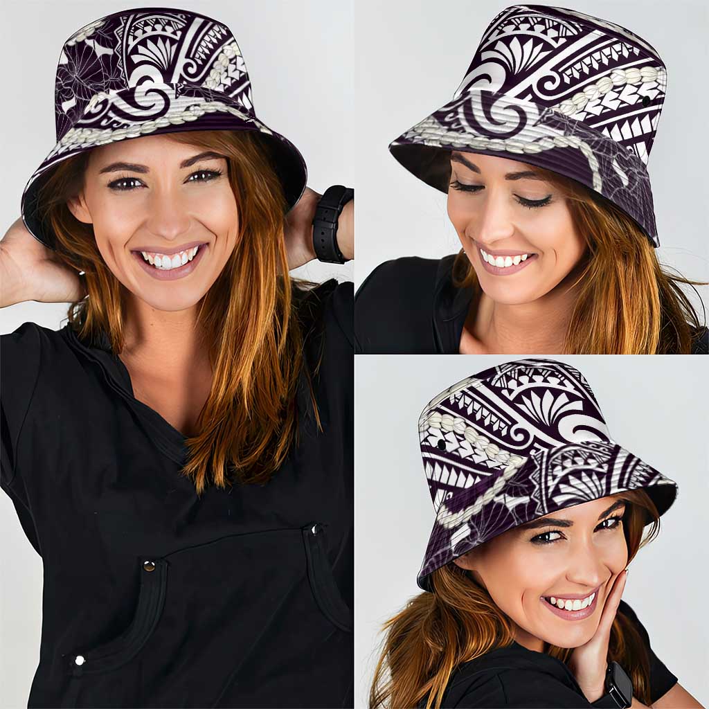 Aloha Hawaii Kalo Pikake Lei Bucket Hat Chest Tattoo Purple Hawaiian Pattern
