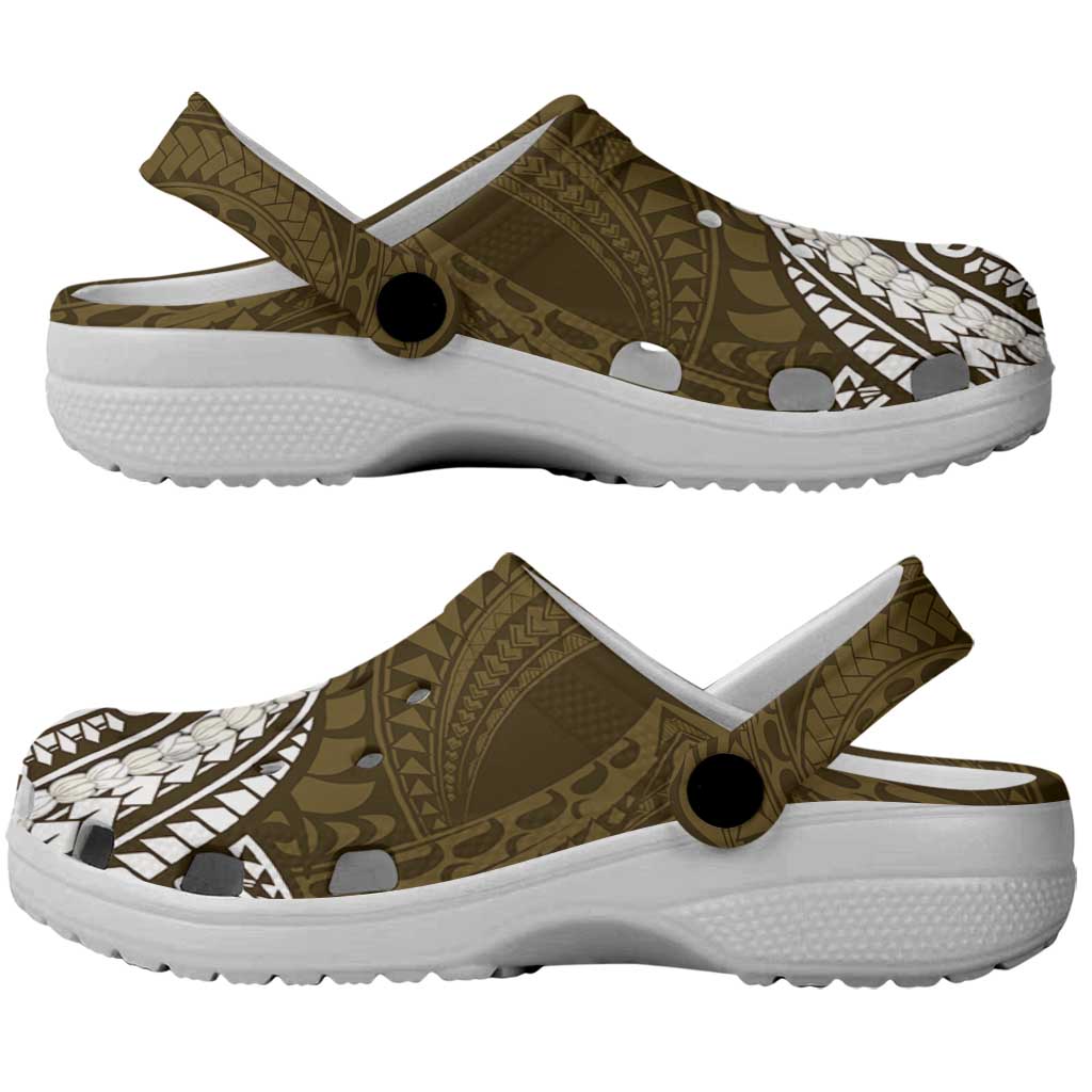 Aloha Hawaii Kalo Pikake Lei Clogs Shoes Chest Tattoo Gold Hawaiian Pattern LT14 - Polynesian Pride