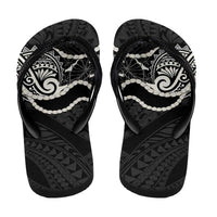 Aloha Hawaii Kalo Pikake Lei Flip Flops Chest Tattoo Black Hawaiian Pattern LT14 - Polynesian Pride