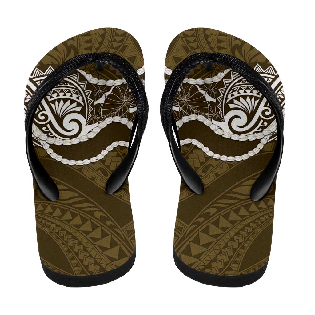 Aloha Hawaii Kalo Pikake Lei Flip Flops Chest Tattoo Gold Hawaiian Pattern LT14 - Polynesian Pride