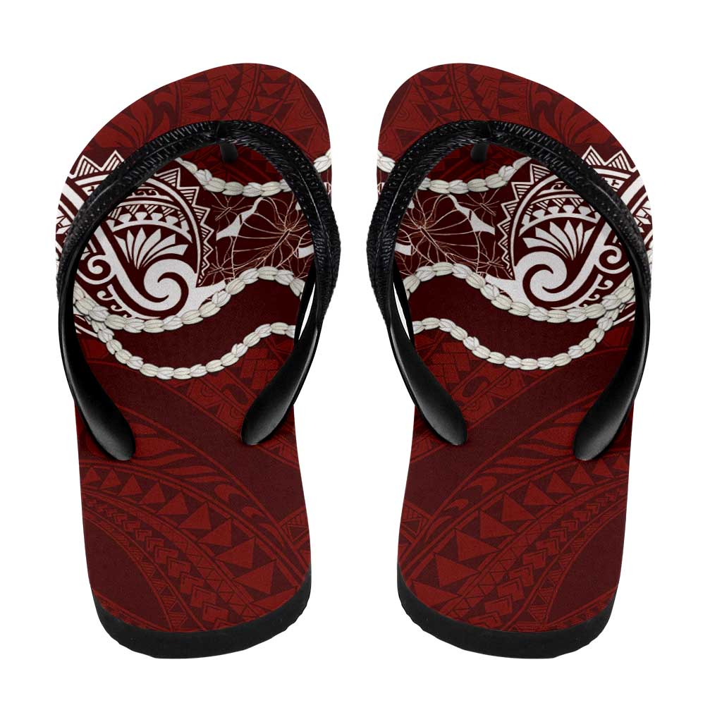 Aloha Hawaii Kalo Pikake Lei Flip Flops Chest Tattoo Oxblood Hawaiian Pattern