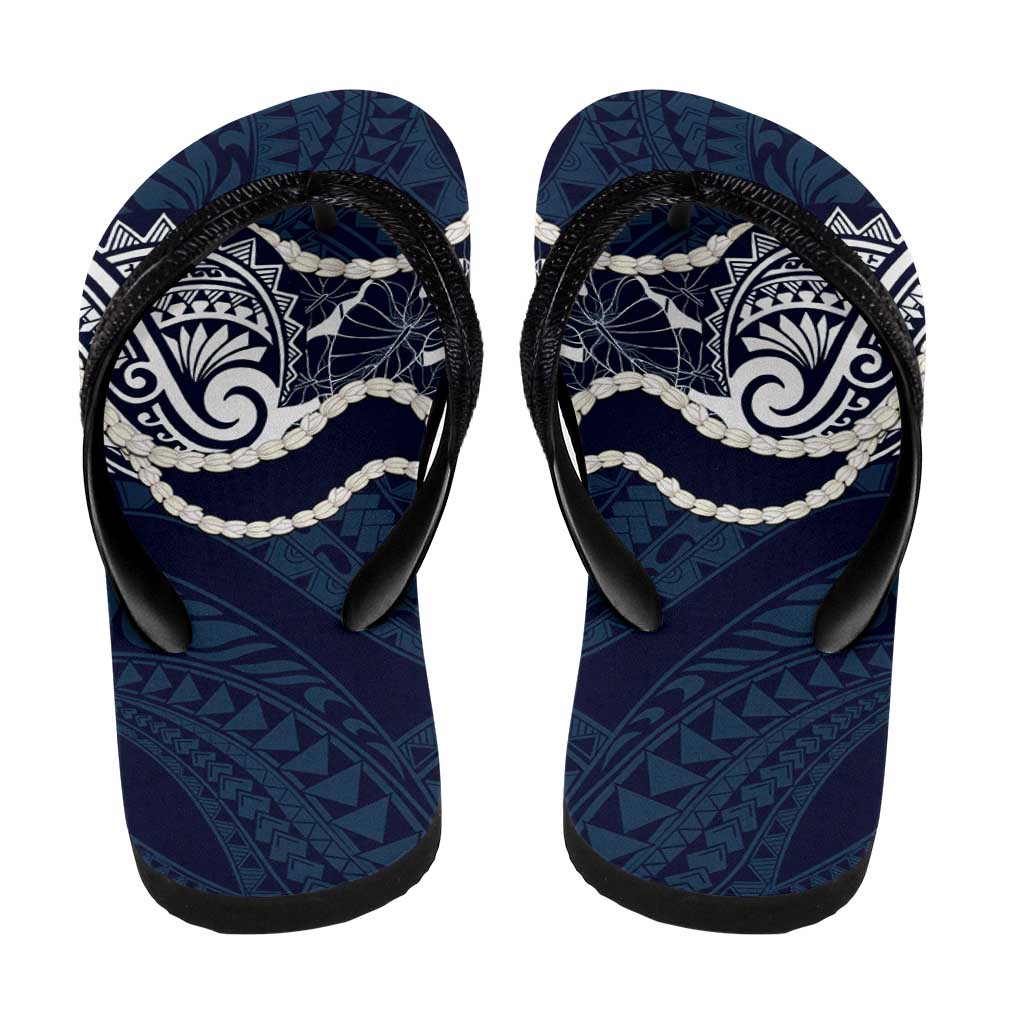 Aloha Hawaii Kalo Pikake Lei Flip Flops Chest Tattoo Oxford Blue Hawaiian Pattern