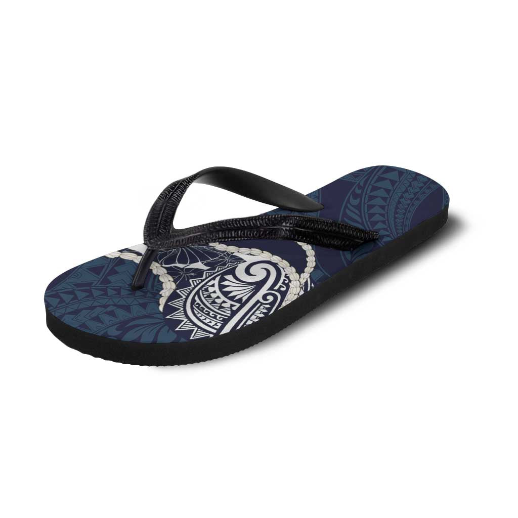 Aloha Hawaii Kalo Pikake Lei Flip Flops Chest Tattoo Oxford Blue Hawaiian Pattern