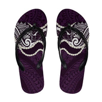 Aloha Hawaii Kalo Pikake Lei Flip Flops Chest Tattoo Purple Hawaiian Pattern LT14 Purple - Polynesian Pride