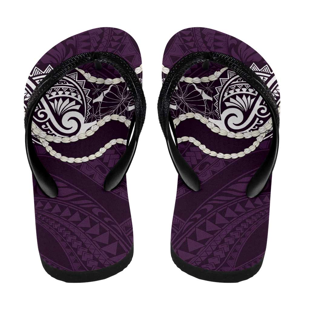 Aloha Hawaii Kalo Pikake Lei Flip Flops Chest Tattoo Purple Hawaiian Pattern LT14 - Polynesian Pride