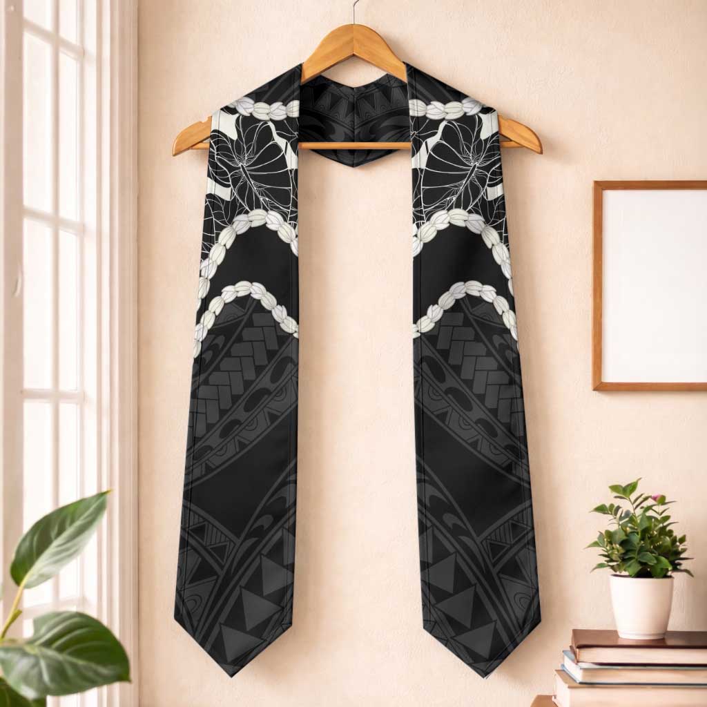 Aloha Hawaii Kalo Pikake Lei Graduation Stole Chest Tattoo Black Hawaiian Pattern LT14 One Size Black - Polynesian Pride