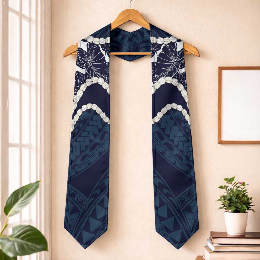 Aloha Hawaii Kalo Pikake Lei Graduation Stole Chest Tattoo Oxford Blue Hawaiian Pattern