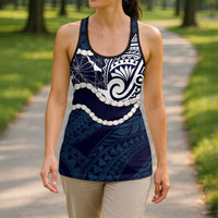 Aloha Hawaii Kalo Pikake Lei Hollow Tank Top Chest Tattoo Oxford Blue Hawaiian Pattern