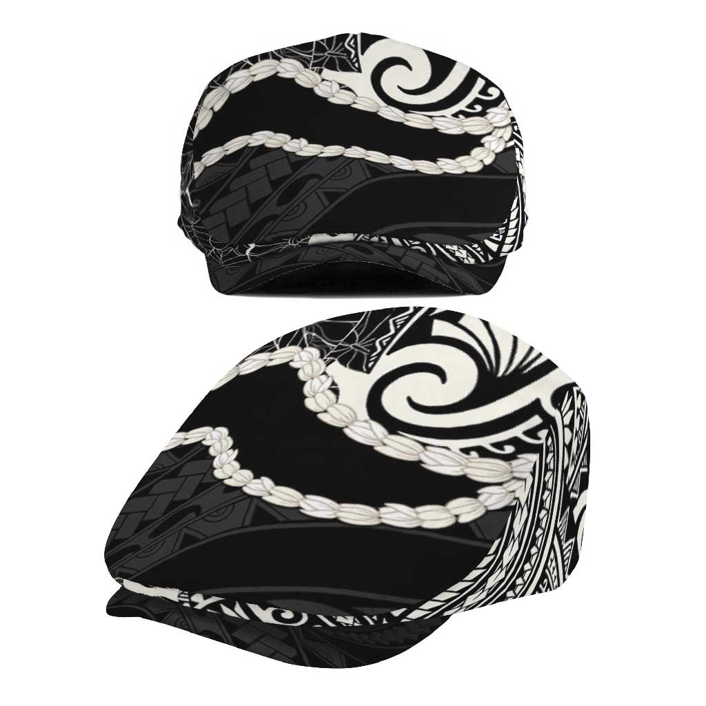 Aloha Hawaii Kalo Pikake Lei Jeff Hat Chest Tattoo Black Hawaiian Pattern
