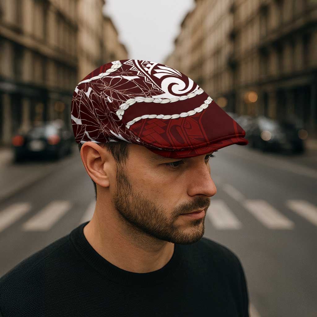 Aloha Hawaii Kalo Pikake Lei Jeff Hat Chest Tattoo Oxblood Hawaiian Pattern