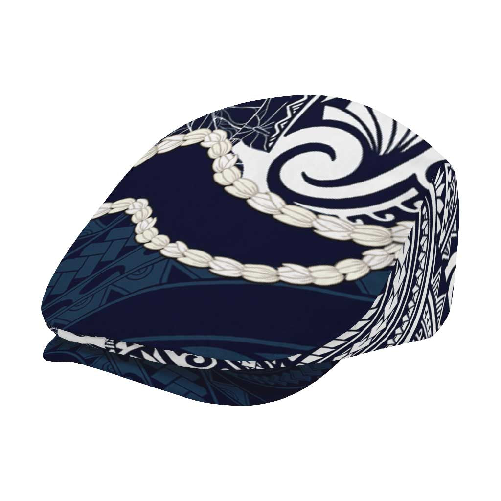 Aloha Hawaii Kalo Pikake Lei Jeff Hat Chest Tattoo Oxford Blue Hawaiian Pattern