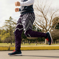 Aloha Hawaii Kalo Pikake Lei Jogger Pants Chest Tattoo Purple Hawaiian Pattern