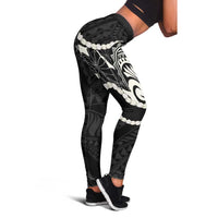 Aloha Hawaii Kalo Pikake Lei Leggings Chest Tattoo Black Hawaiian Pattern
