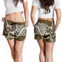 Aloha Hawaii Kalo Pikake Lei Shorts for Women Chest Tattoo Gold Hawaiian Pattern LT14 - Polynesian Pride