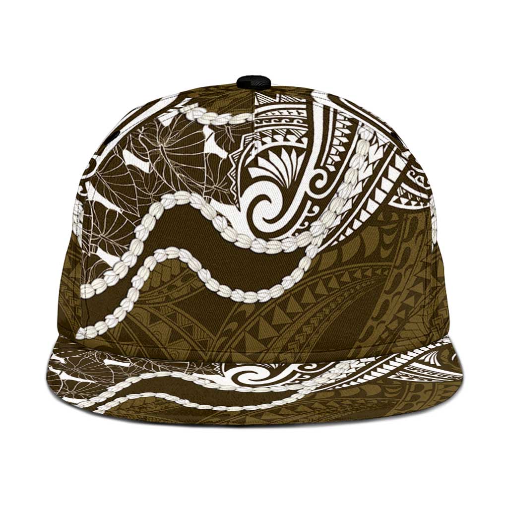 Aloha Hawaii Kalo Pikake Lei Snapback Cap Chest Tattoo Gold Hawaiian Pattern LT14 One Size Gold - Polynesian Pride