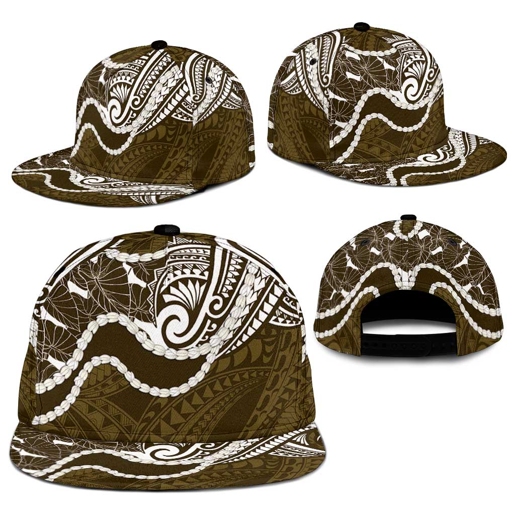Aloha Hawaii Kalo Pikake Lei Snapback Cap Chest Tattoo Gold Hawaiian Pattern LT14 - Polynesian Pride