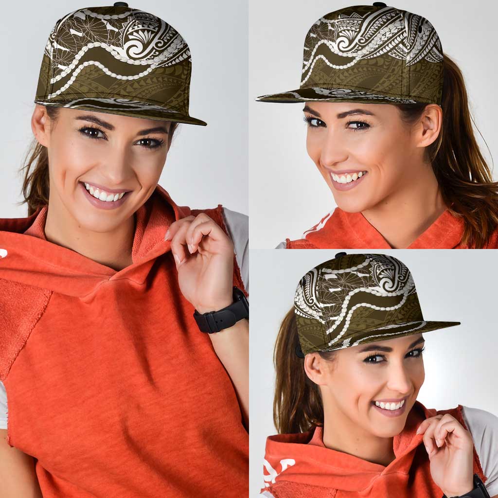 Aloha Hawaii Kalo Pikake Lei Snapback Cap Chest Tattoo Gold Hawaiian Pattern LT14 - Polynesian Pride