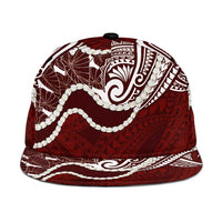 Aloha Hawaii Kalo Pikake Lei Snapback Cap Chest Tattoo Oxblood Hawaiian Pattern LT14 One Size Oxblood - Polynesian Pride