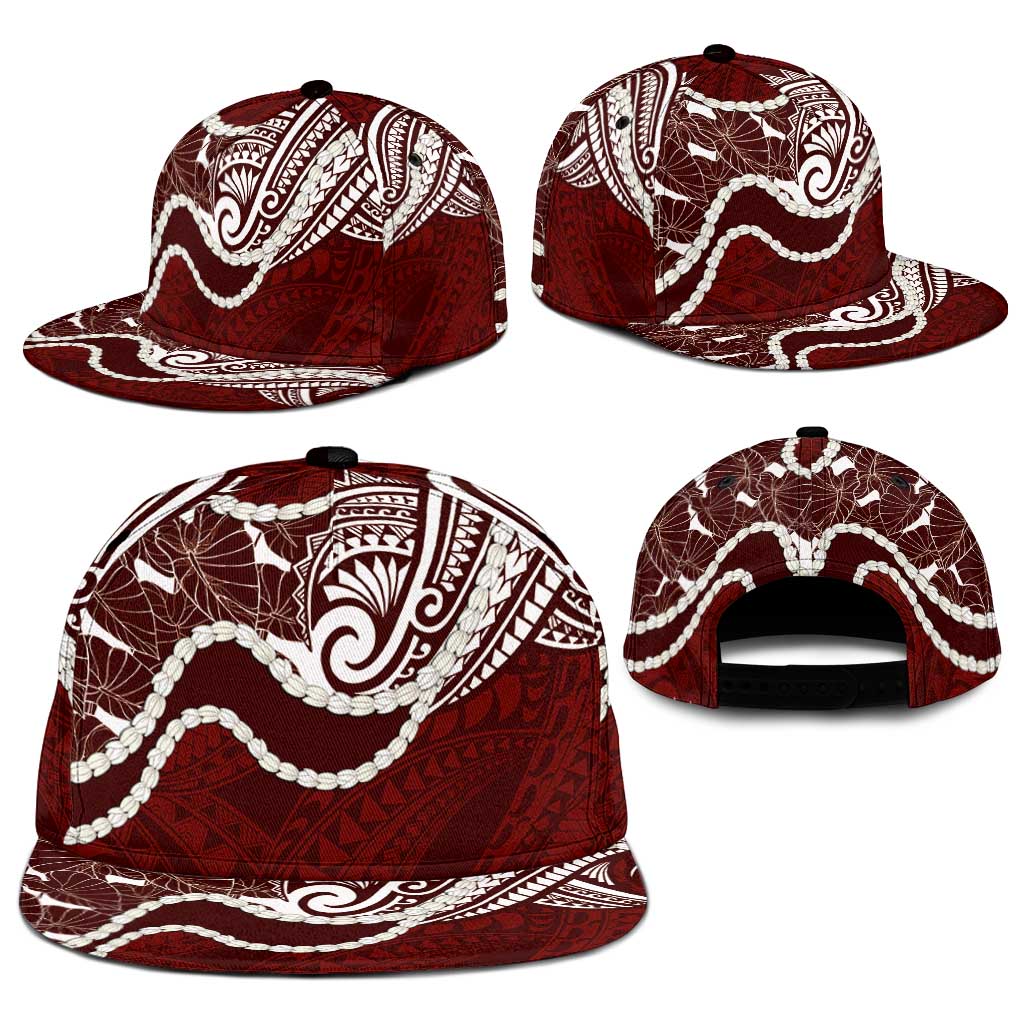 Aloha Hawaii Kalo Pikake Lei Snapback Cap Chest Tattoo Oxblood Hawaiian Pattern LT14 - Polynesian Pride