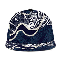 Aloha Hawaii Kalo Pikake Lei Snapback Cap Chest Tattoo Oxford Blue Hawaiian Pattern LT14 One Size Oxford Blue - Polynesian Pride