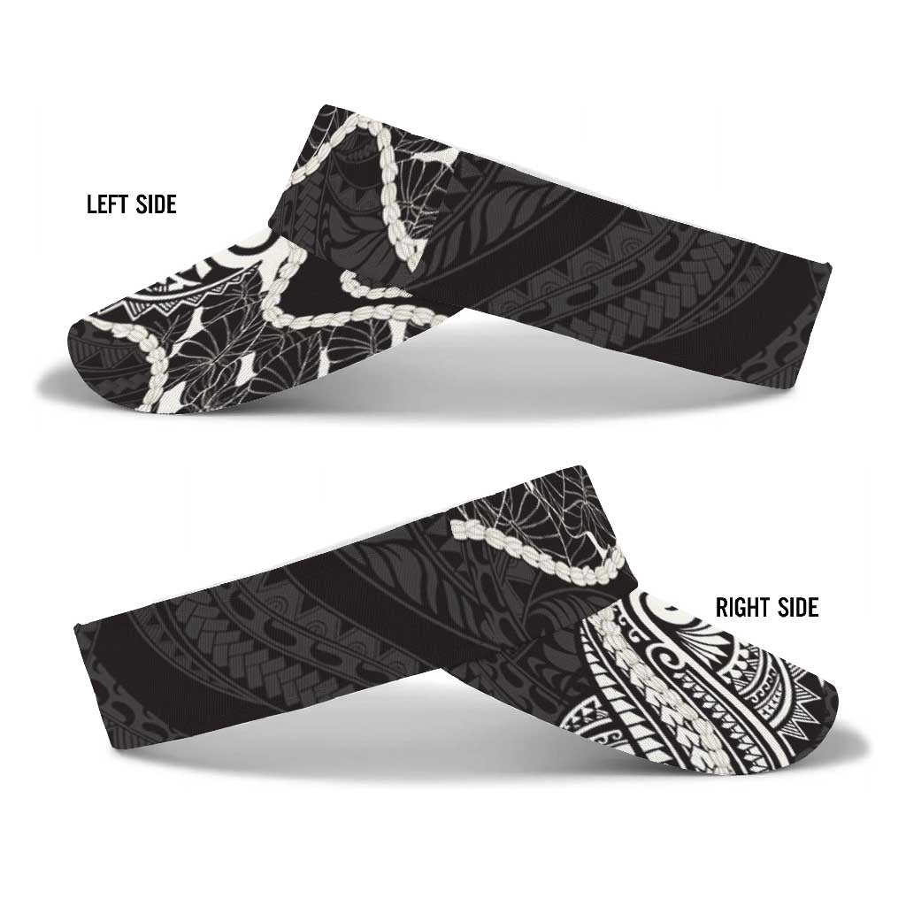 Aloha Hawaii Kalo Pikake Lei Sun Visor Cap Chest Tattoo Black Hawaiian Pattern