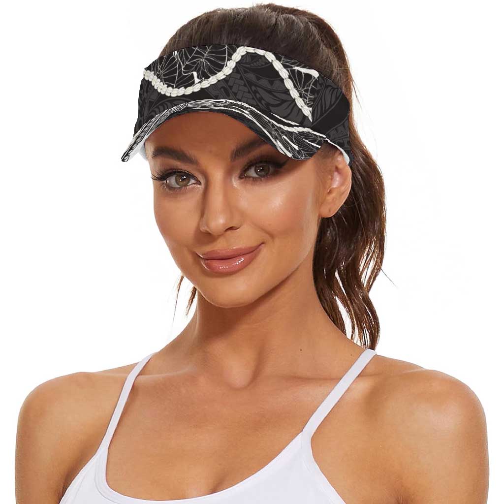 Aloha Hawaii Kalo Pikake Lei Sun Visor Cap Chest Tattoo Black Hawaiian Pattern