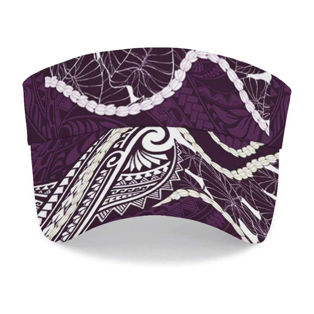 Aloha Hawaii Kalo Pikake Lei Sun Visor Cap Chest Tattoo Purple Hawaiian Pattern