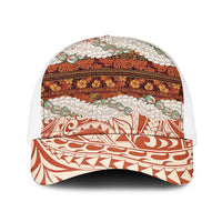 Aloha Hawaii Mikioi Lei Baseball Net Cap Cattail Red Tropical Flower Pattern - Polynesian Pride