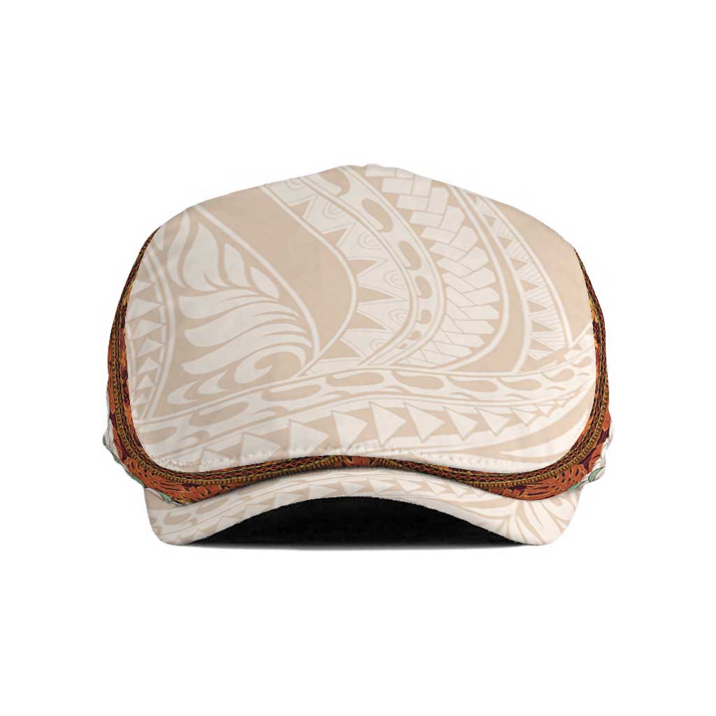 Aloha Hawaii Mikioi Lei Jeff Hat Beige Tropical Flower Pattern - Polynesian Pride