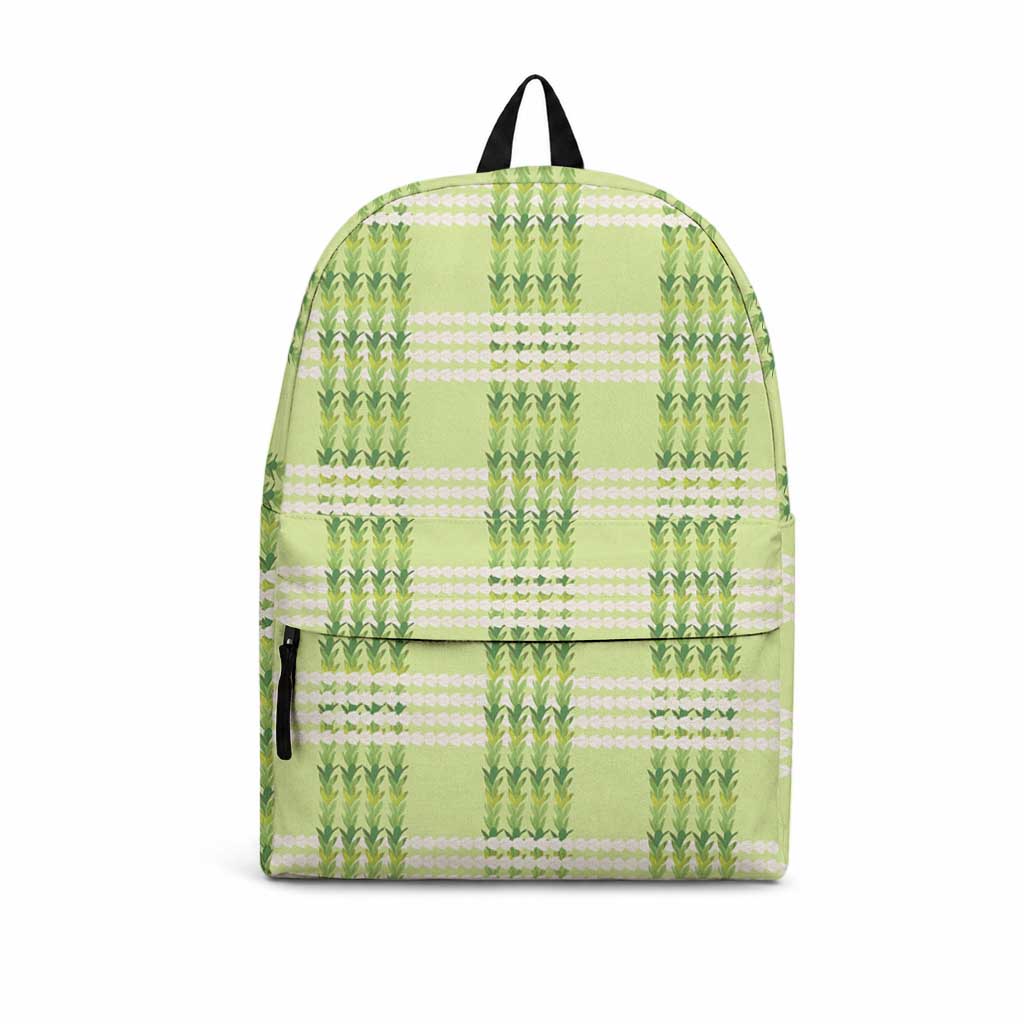 Aloha Hawaii Pakalana Pikake Lei Backpack Palaka Inspired Hawaiian-plaid Pastel Green