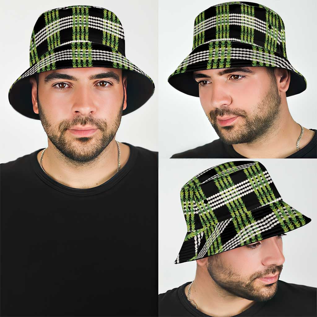 Aloha Hawaii Pakalana Pikake Lei Bucket Hat Palaka Inspired Hawaiian-plaid Black